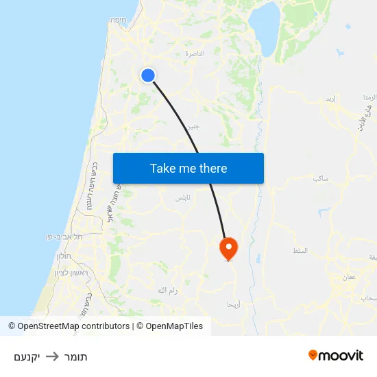 יקנעם to תומר map