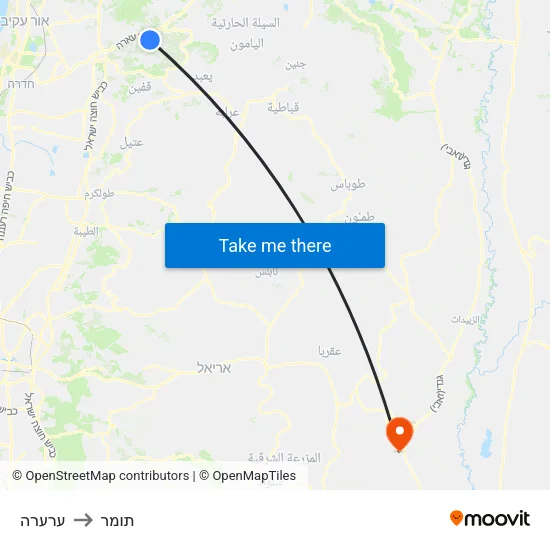 ערערה to תומר map