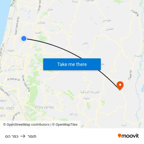 כפר הס to תומר map