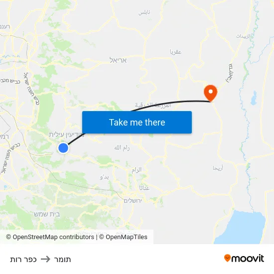 כפר רות to תומר map