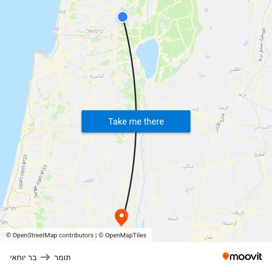 בר יוחאי to תומר map