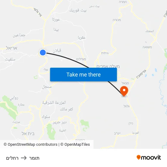 רחלים to תומר map