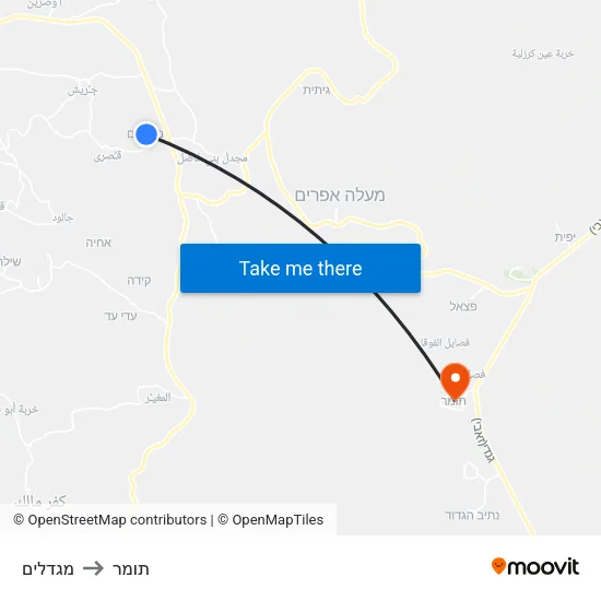 מגדלים to תומר map