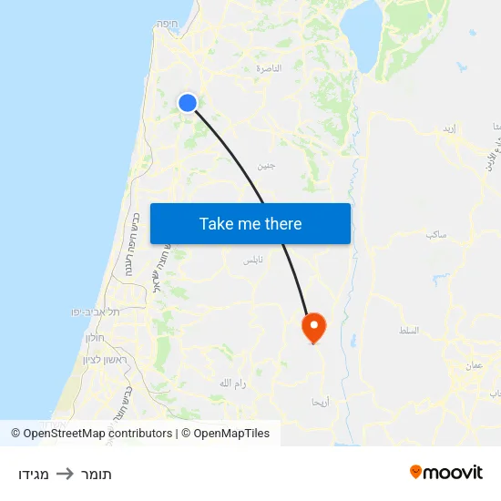 מגידו to תומר map