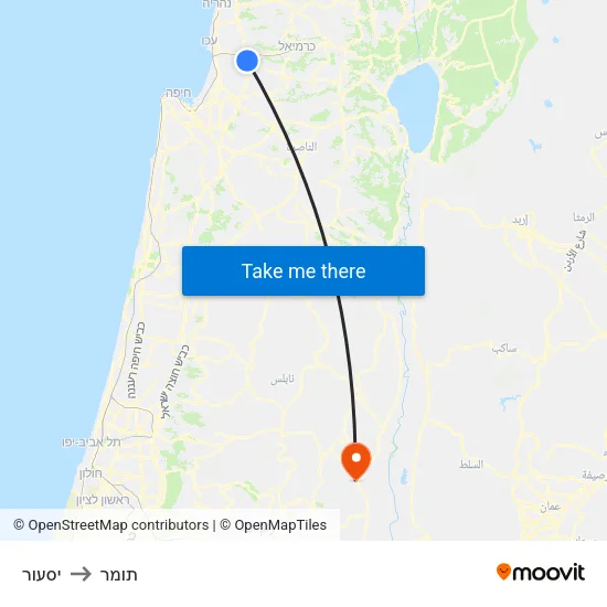 יסעור to תומר map