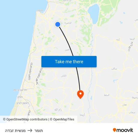 מנשית זבדה to תומר map