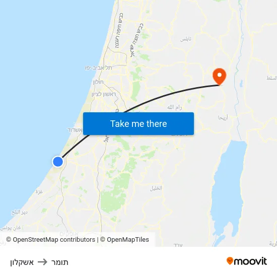 אשקלון to תומר map