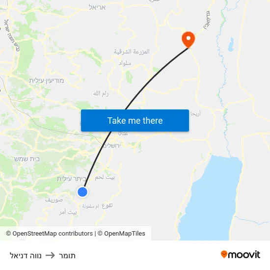 נווה דניאל to תומר map