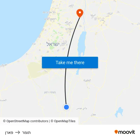 פארן to תומר map