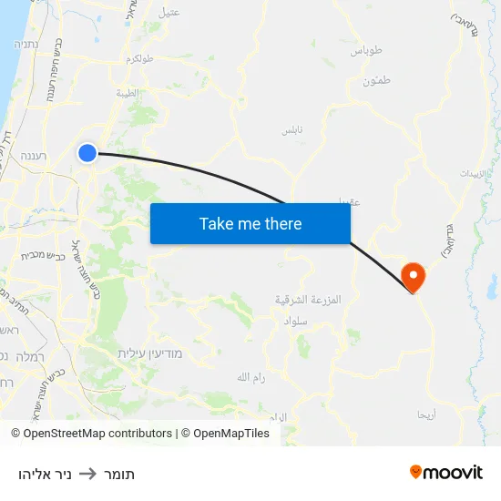 ניר אליהו to תומר map