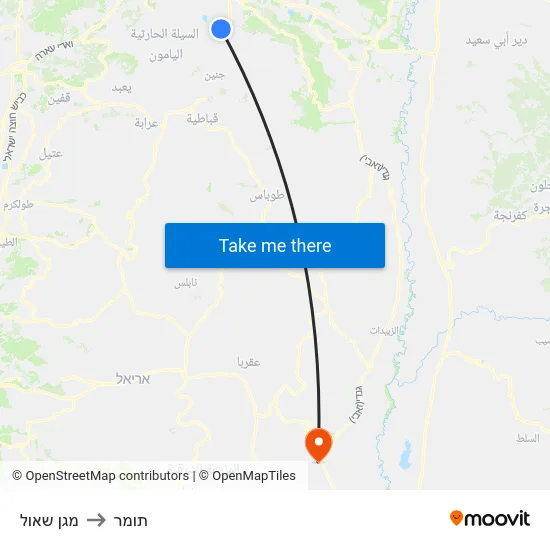 מגן שאול to תומר map