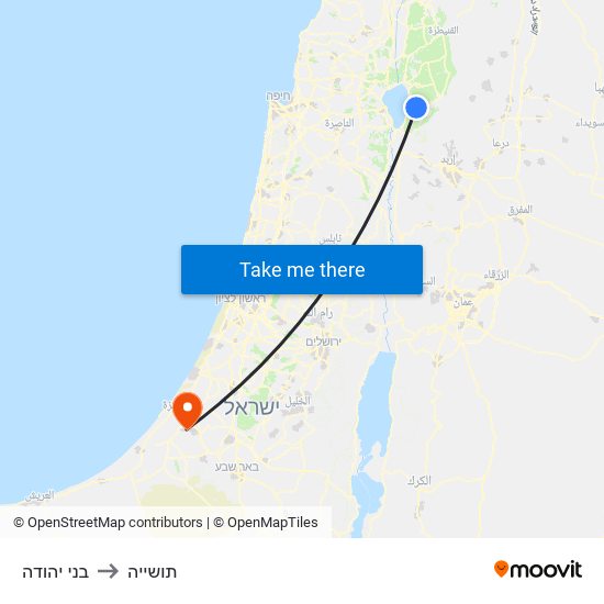 בני יהודה to תושייה map