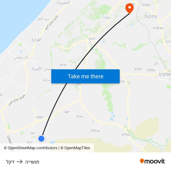 דקל to תושייה map