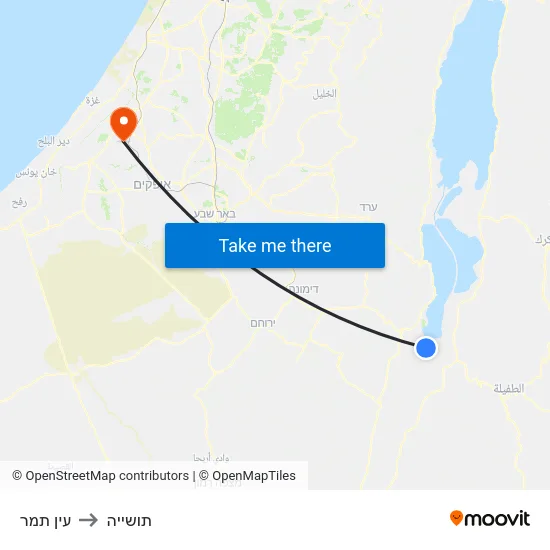 עין תמר to תושייה map