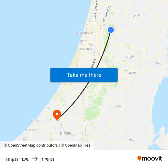שערי תקווה to תושייה map