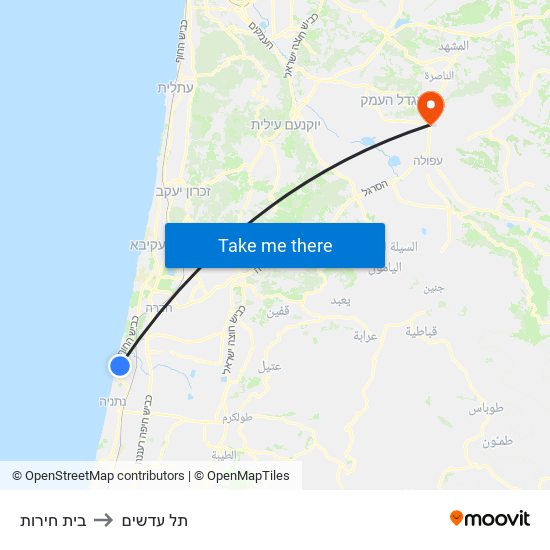 בית חירות to תל עדשים map