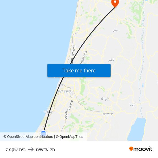 בית שקמה to תל עדשים map