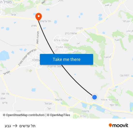 גבע to תל עדשים map