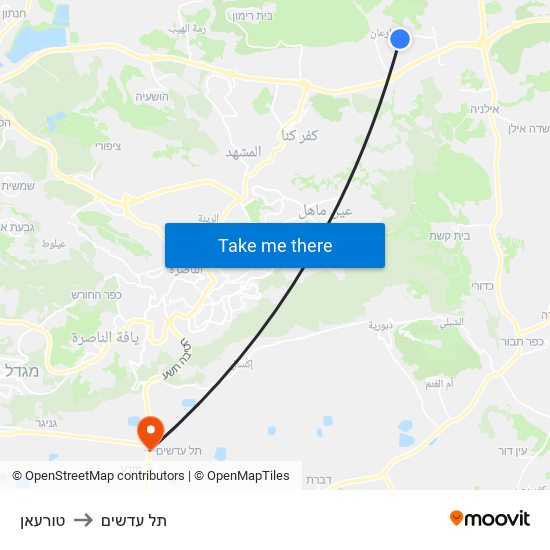 טורעאן to תל עדשים map