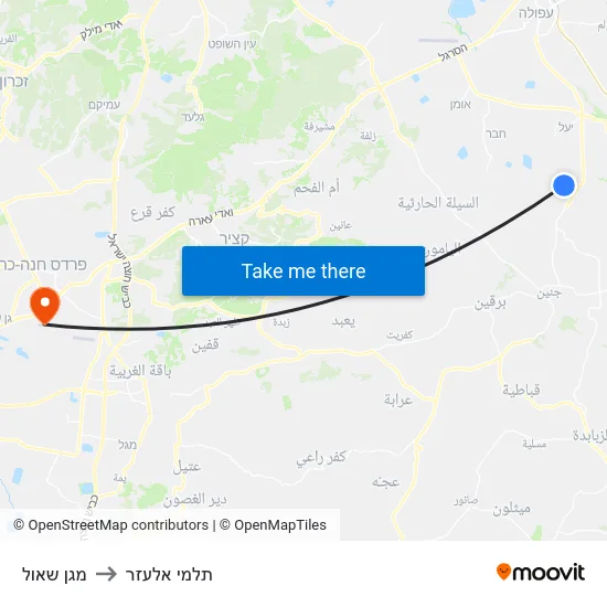 מגן שאול to תלמי אלעזר map