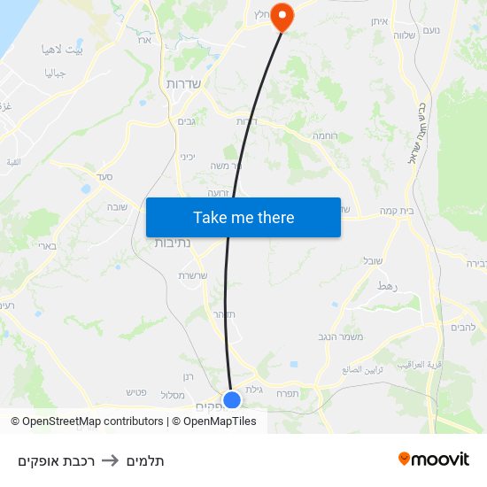 רכבת אופקים to תלמים map