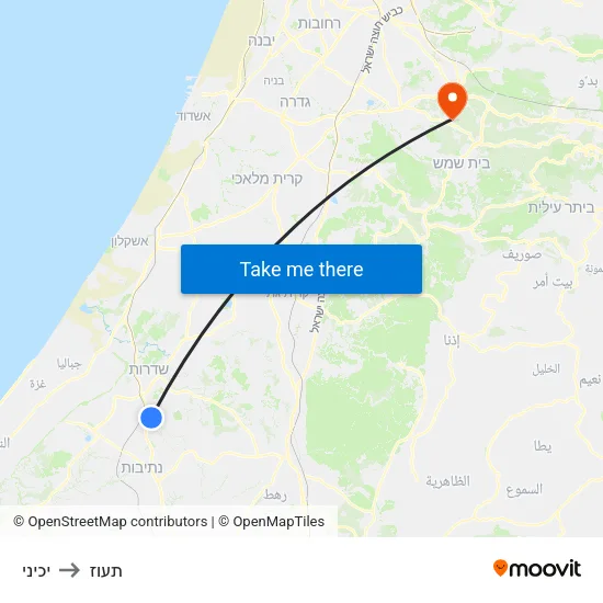 יכיני to תעוז map