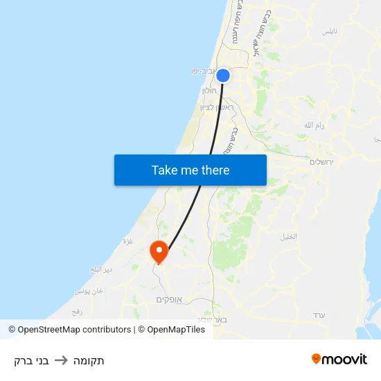 בני ברק to תקומה map