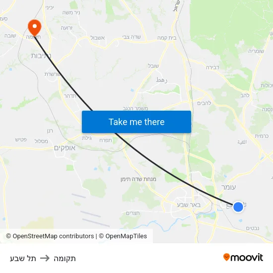 תל שבע to תקומה map