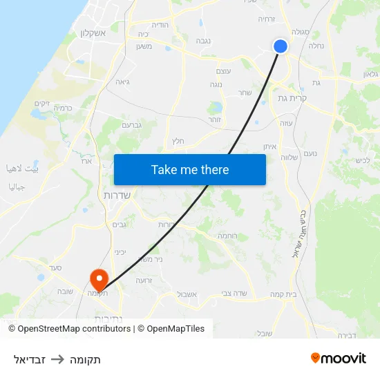 זבדיאל to תקומה map