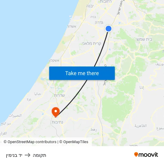 יד בנימין to תקומה map