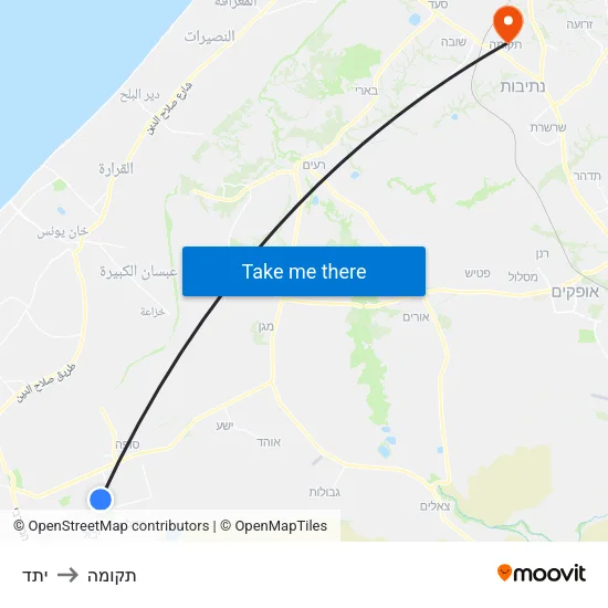 יתד to תקומה map