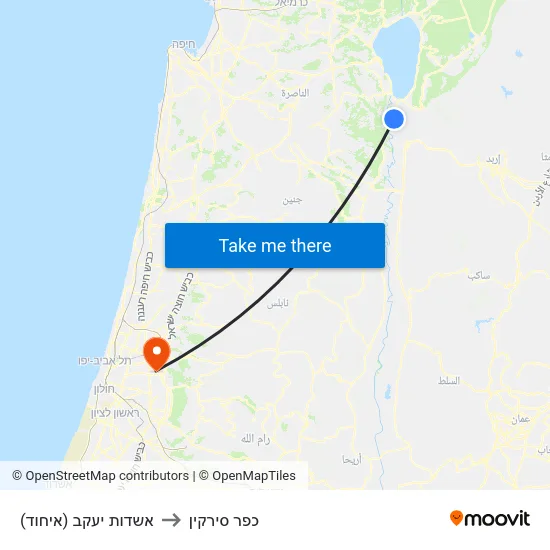 אשדות יעקב (איחוד) to כפר סירקין map