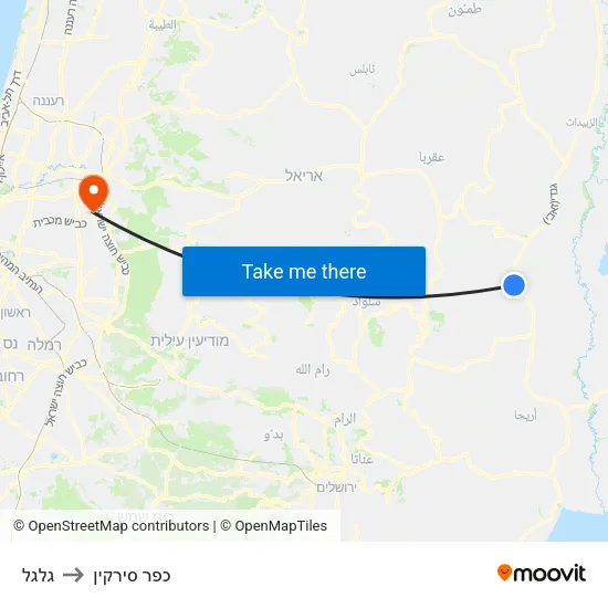גלגל to כפר סירקין map