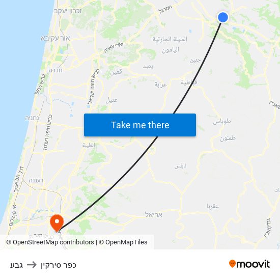 גבע to כפר סירקין map