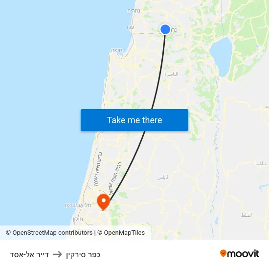 דייר אל-אסד to כפר סירקין map