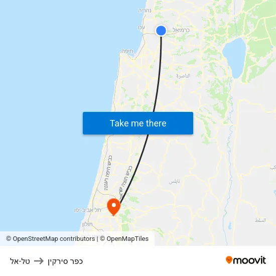 טל-אל to כפר סירקין map