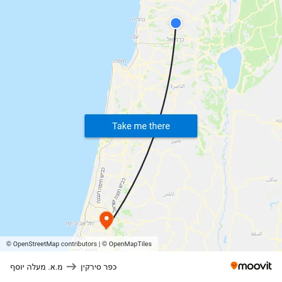 מ.א. מעלה יוסף to כפר סירקין map