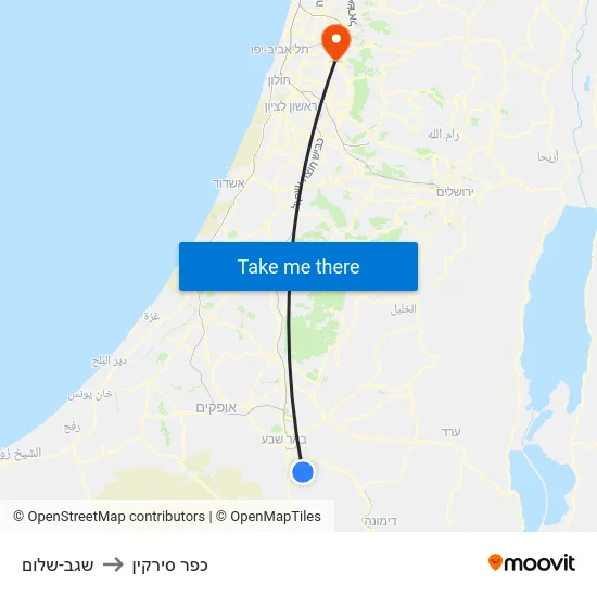 שגב-שלום to כפר סירקין map