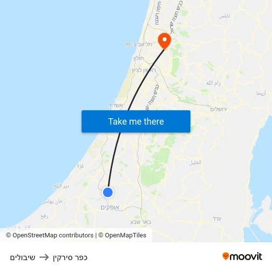 שיבולים to כפר סירקין map