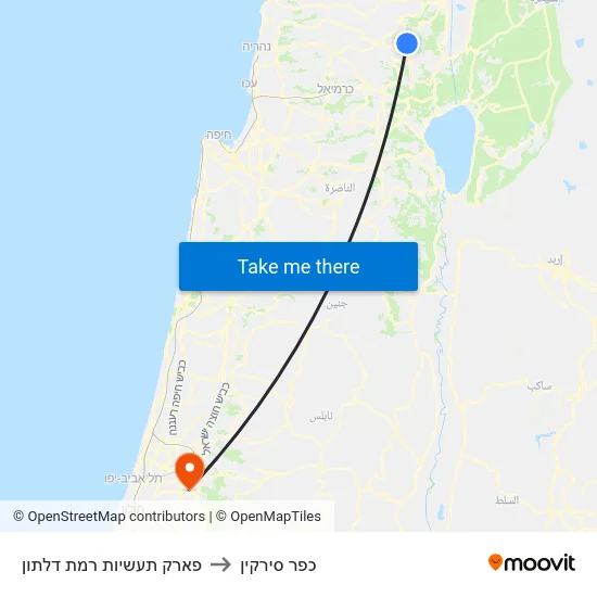 פארק תעשיות רמת דלתון to כפר סירקין map