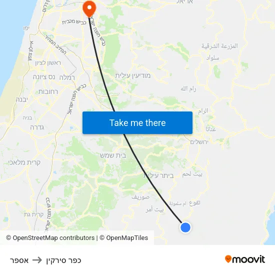 אספר to כפר סירקין map