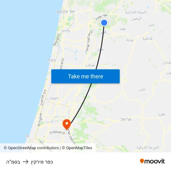 בסמ"ה to כפר סירקין map