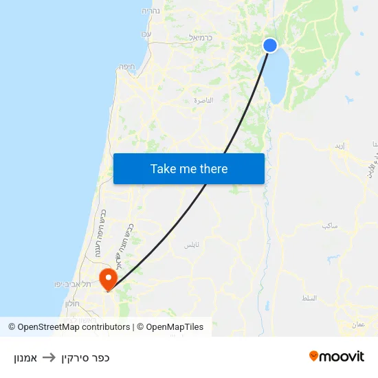 אמנון to כפר סירקין map
