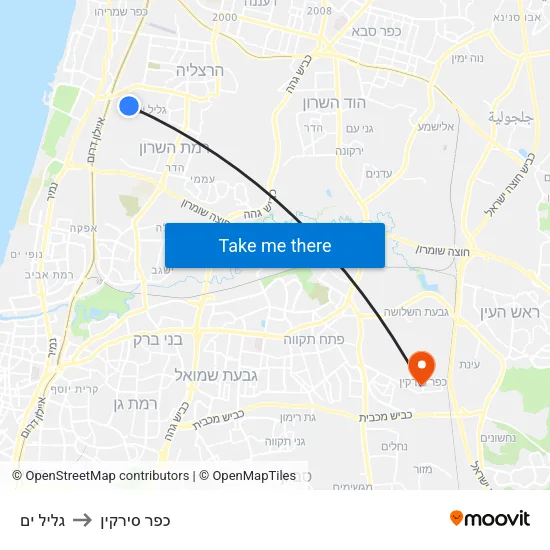גליל ים to כפר סירקין map