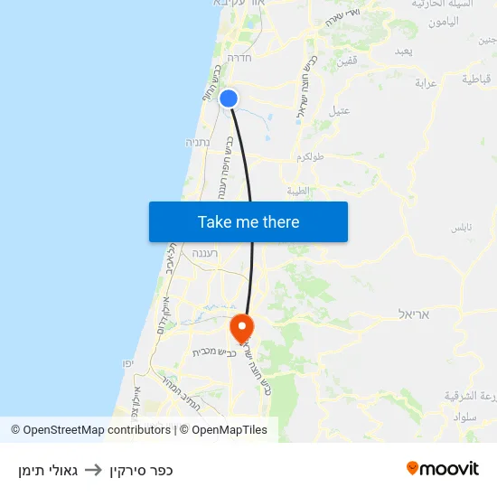 גאולי תימן to כפר סירקין map