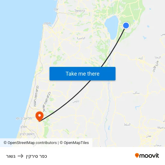 גשור to כפר סירקין map