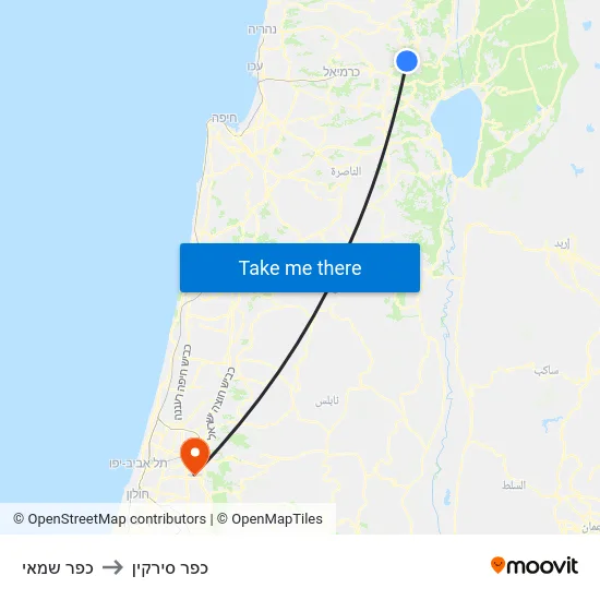 כפר שמאי to כפר סירקין map