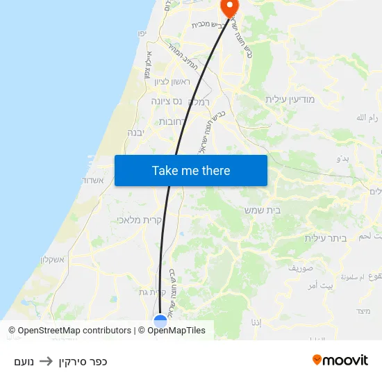נועם to כפר סירקין map