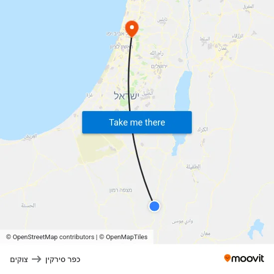 צוקים to כפר סירקין map