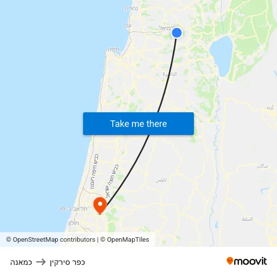 כמאנה to כפר סירקין map